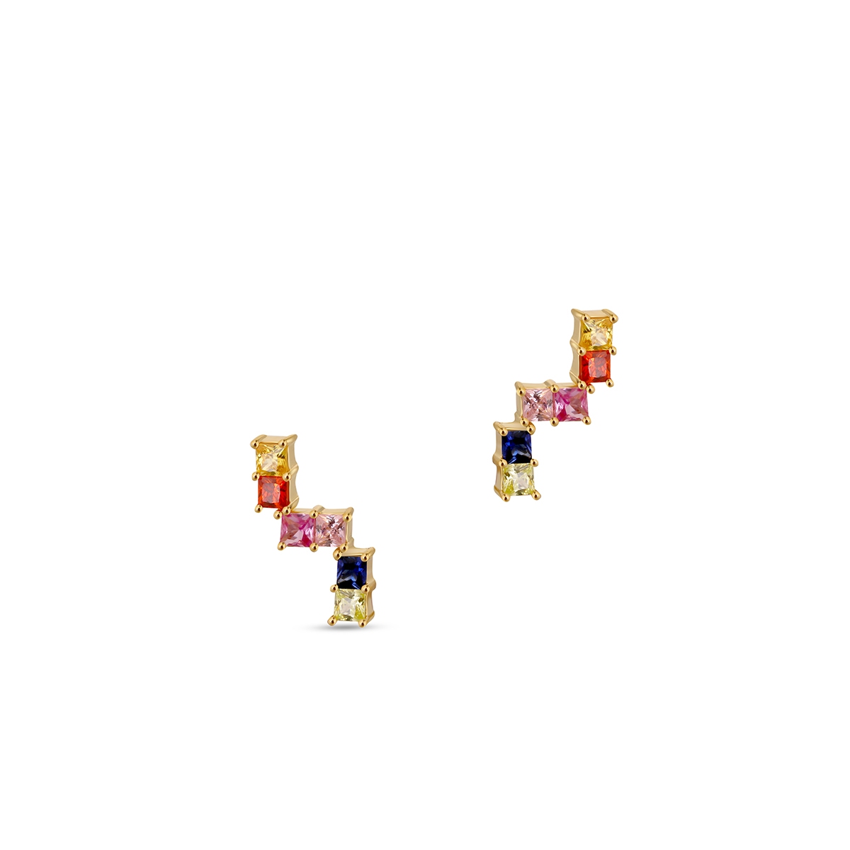 Kolczyki srebrne z kolorowymi kamieniami Mozaika