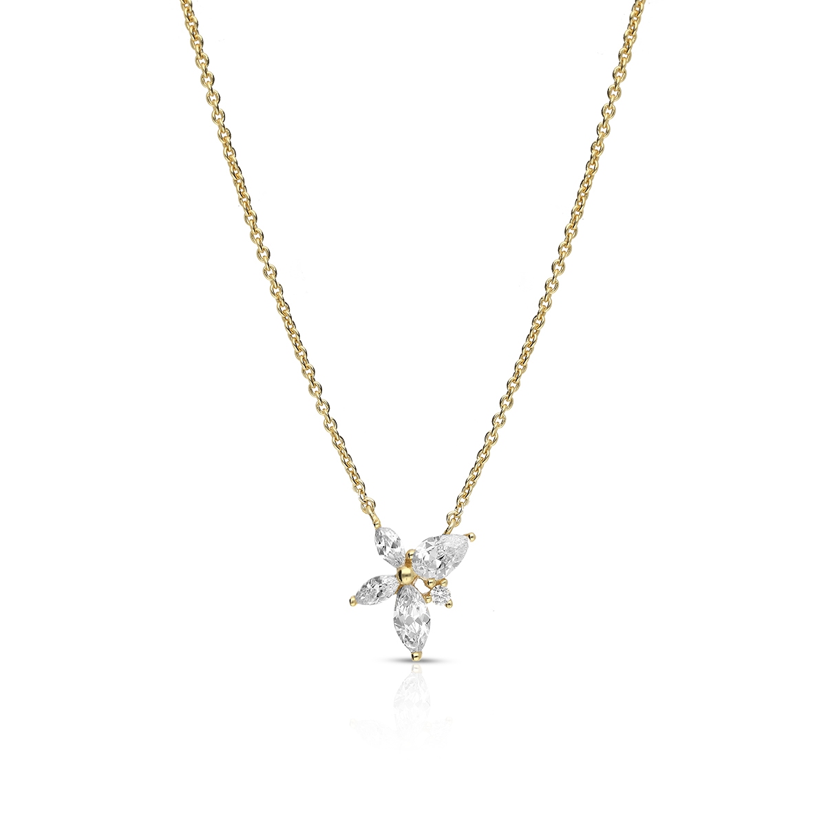 Naszyjnik srebrny pozłacany z cyrkoniami