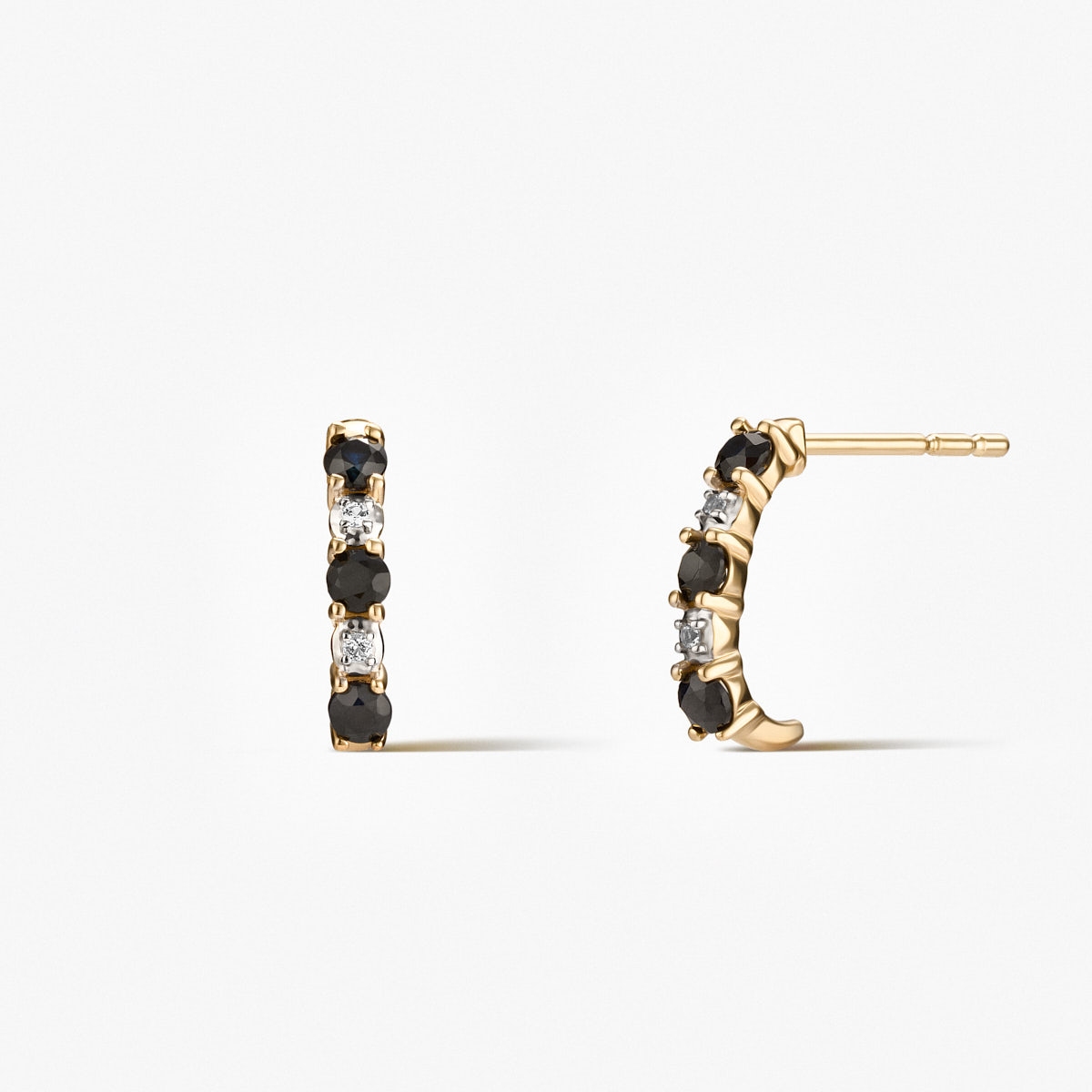 Kolczyki złote z czarnymi szafirami