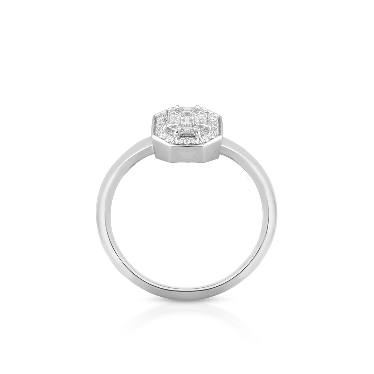 Pierścionek białe złoto z brylantami i diamentami