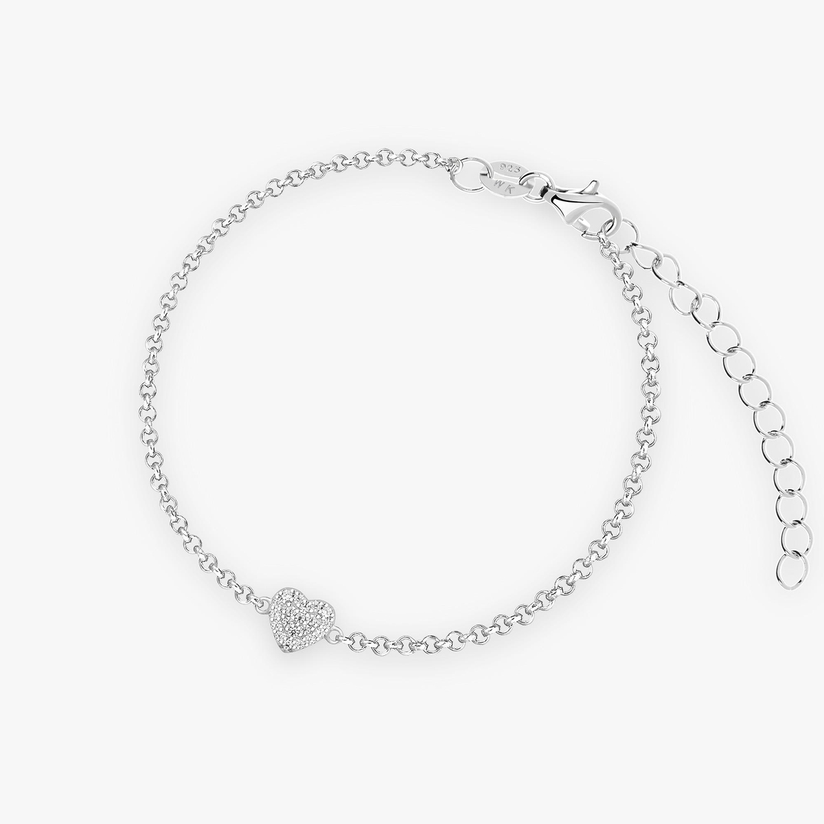 Bransoleta srebrna z sercem