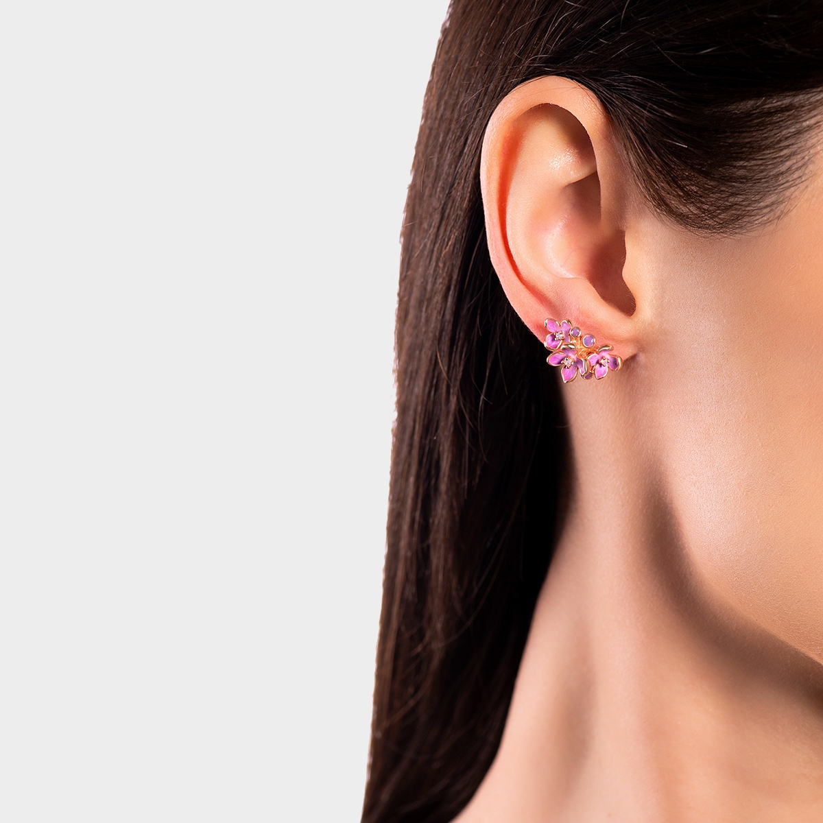 Kolczyki srebrne Kwiaty Nocy Różowy Bez