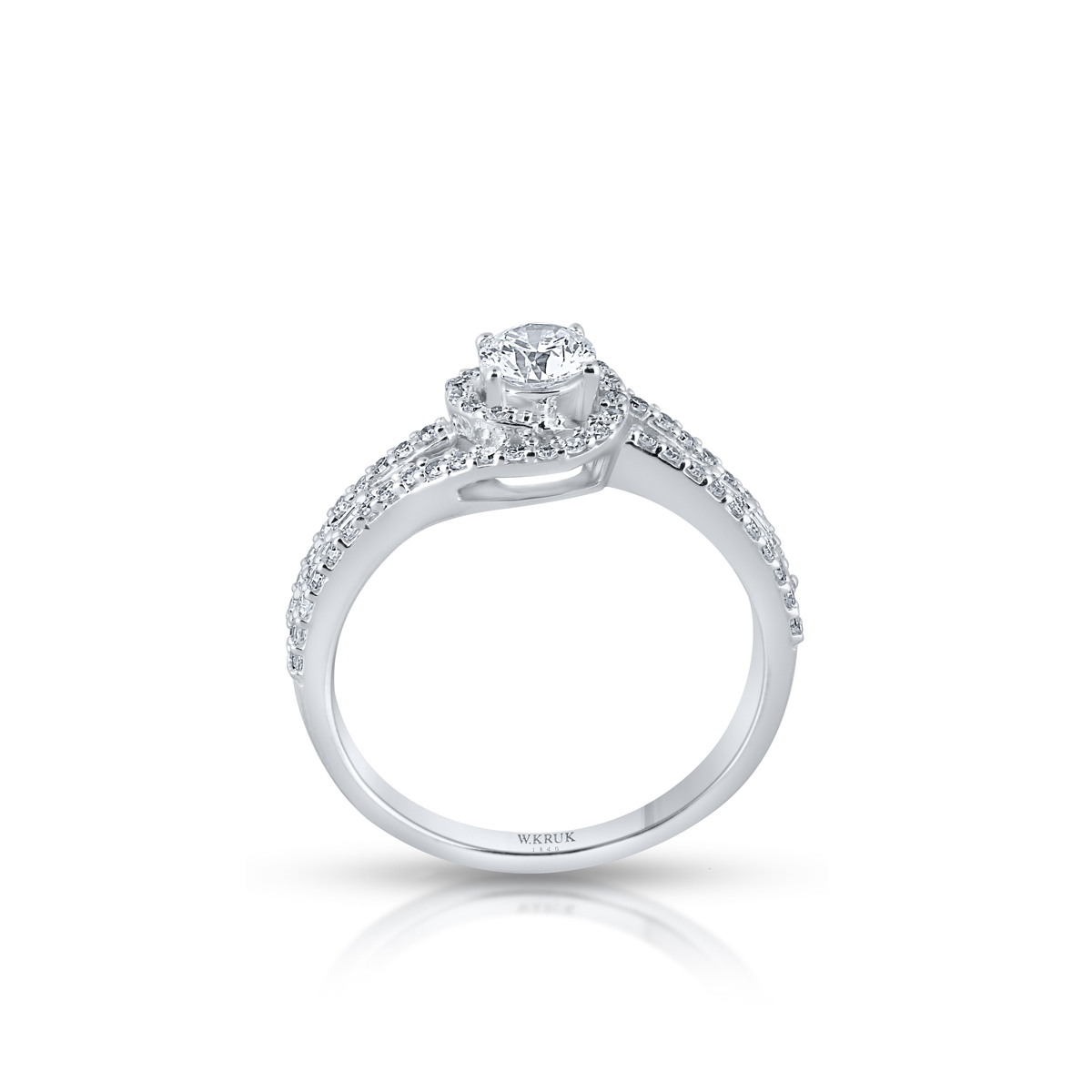 Pierścionek białe złoto z diamentami