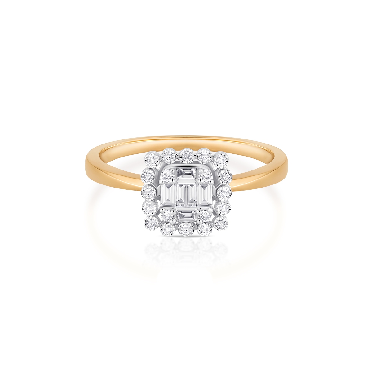 Pierścionek złoty bicolor z brylantem i diamentami