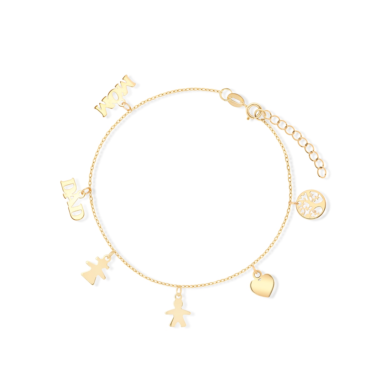Bransoleta złota z zawieszkami Mom Dad