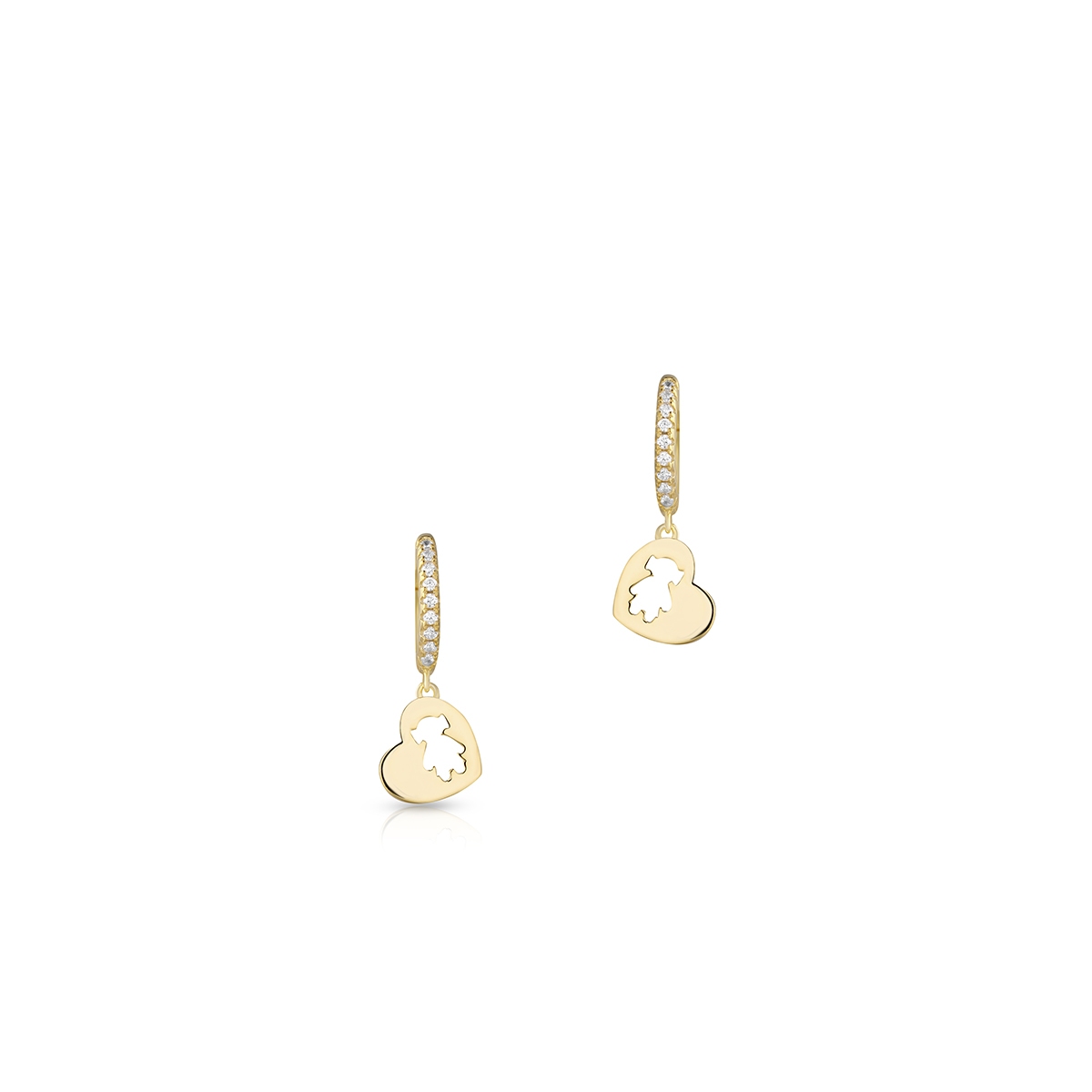 Kolczyki srebrne z serduszkiem i cyrkoniami