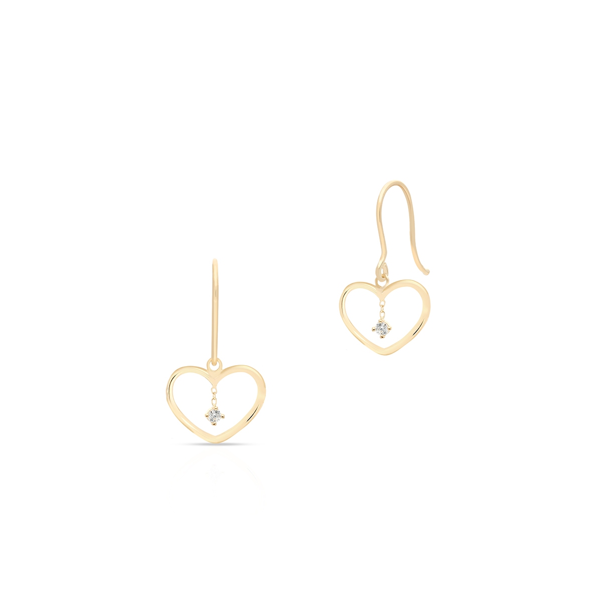 Kolczyki złote serca z cyrkoniami