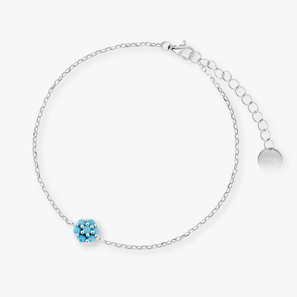 Bransoleta srebrna z niebieskimi cyrkoniami