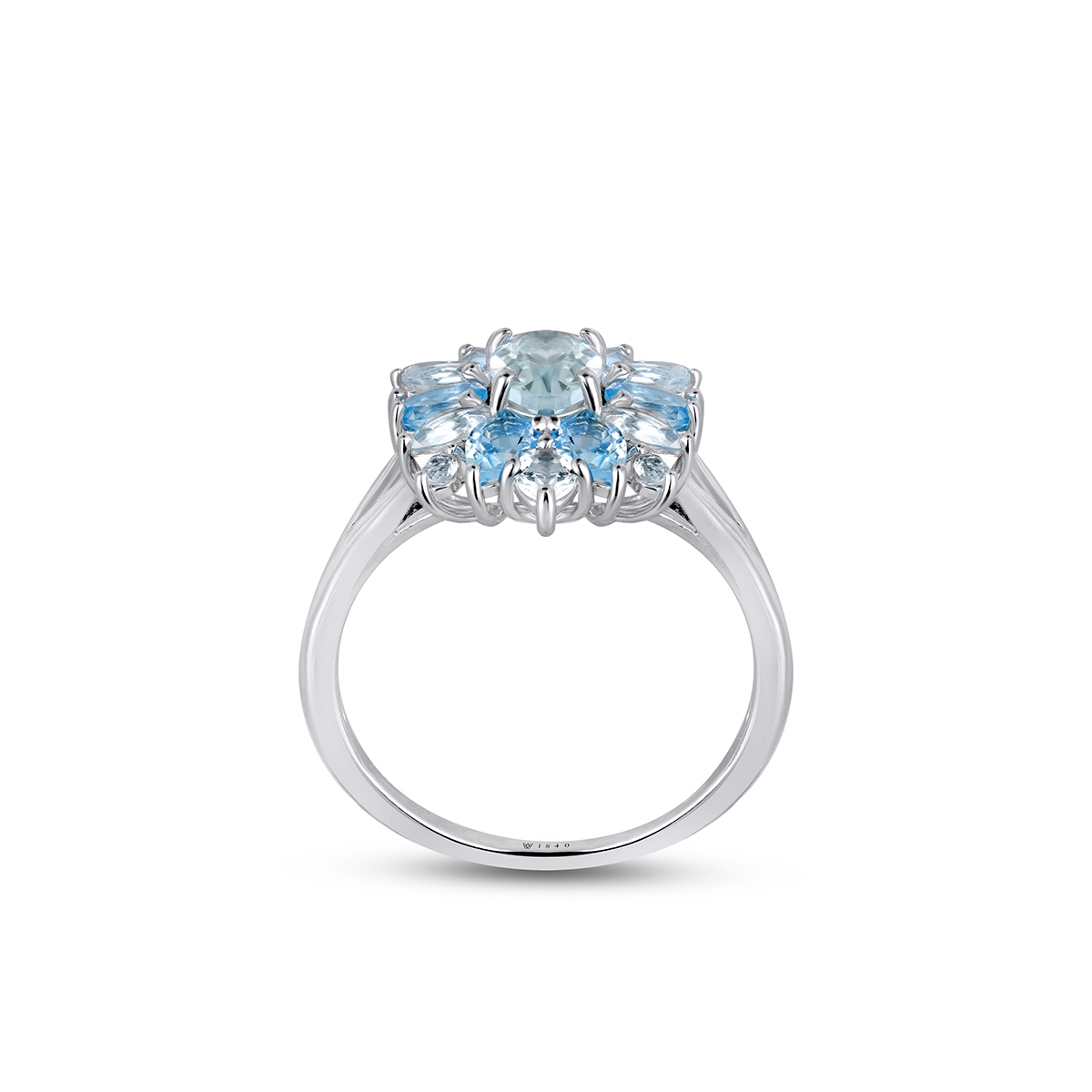 Pierścionek srebrny z topazami Szekspirowska