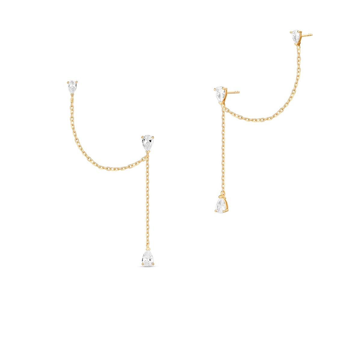 Kolczyki srebrne pozłacane z cyrkoniami