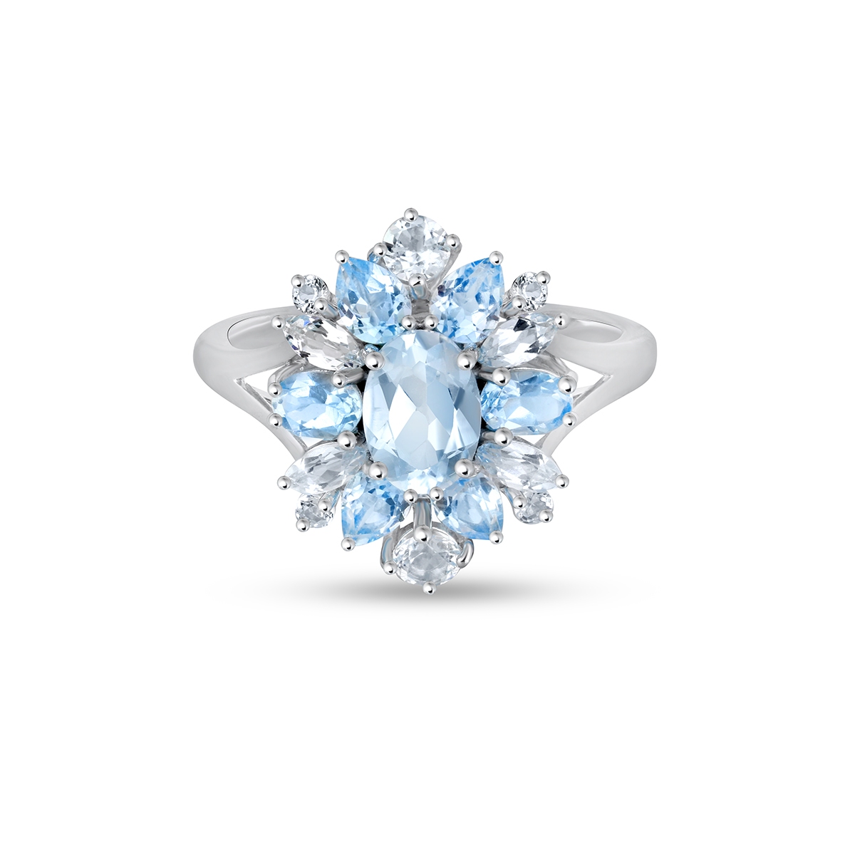 Pierścionek srebrny z topazami Szekspirowska