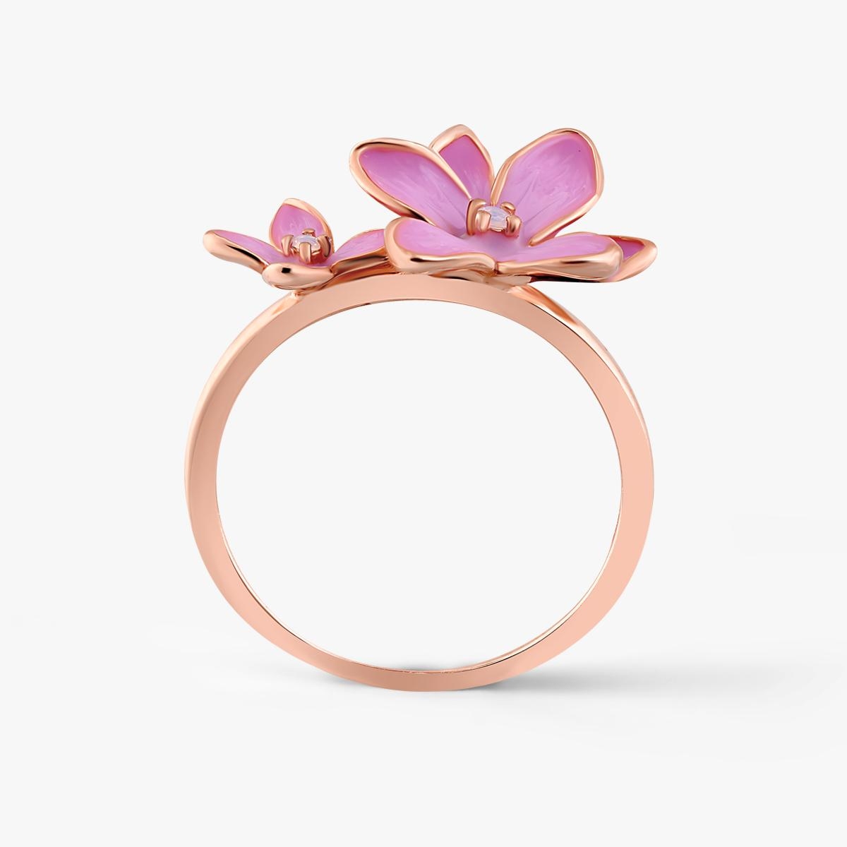 Pierścionek srebrny Kwiaty Nocy Różowy Bez