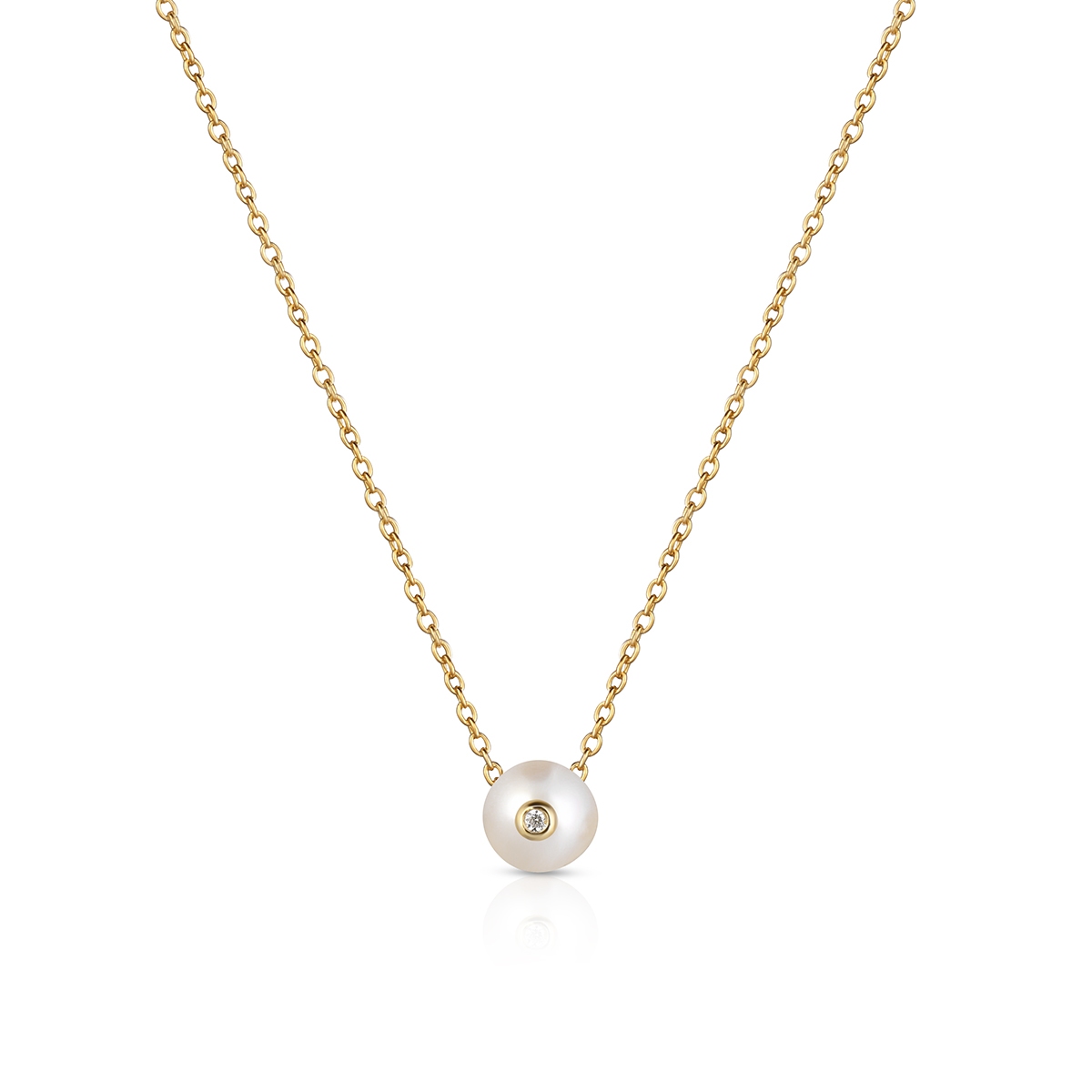 Naszyjnik srebrny pozłacany z perłą i cyrkonią