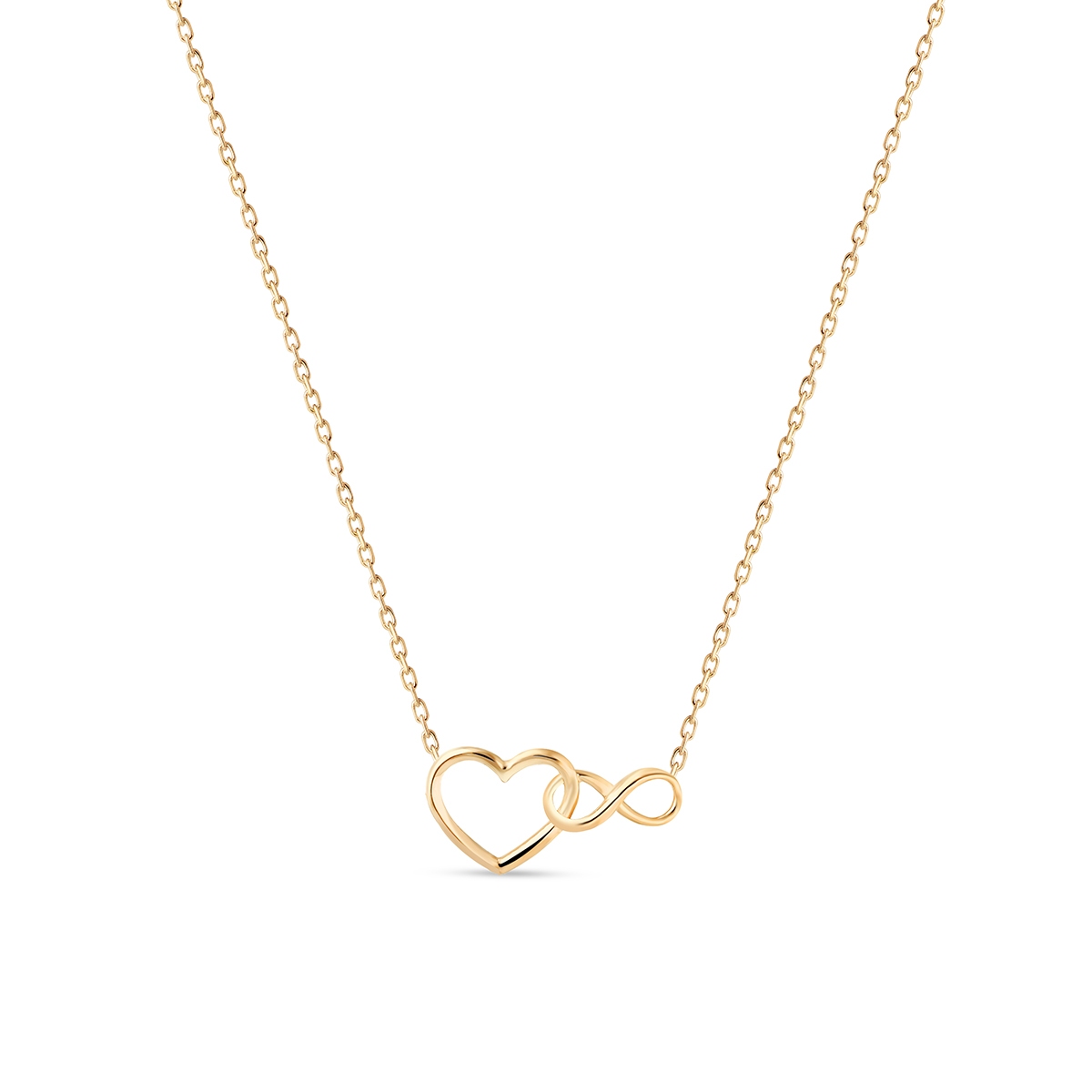 Naszyjnik złoty z motywem serca i nieskończoności