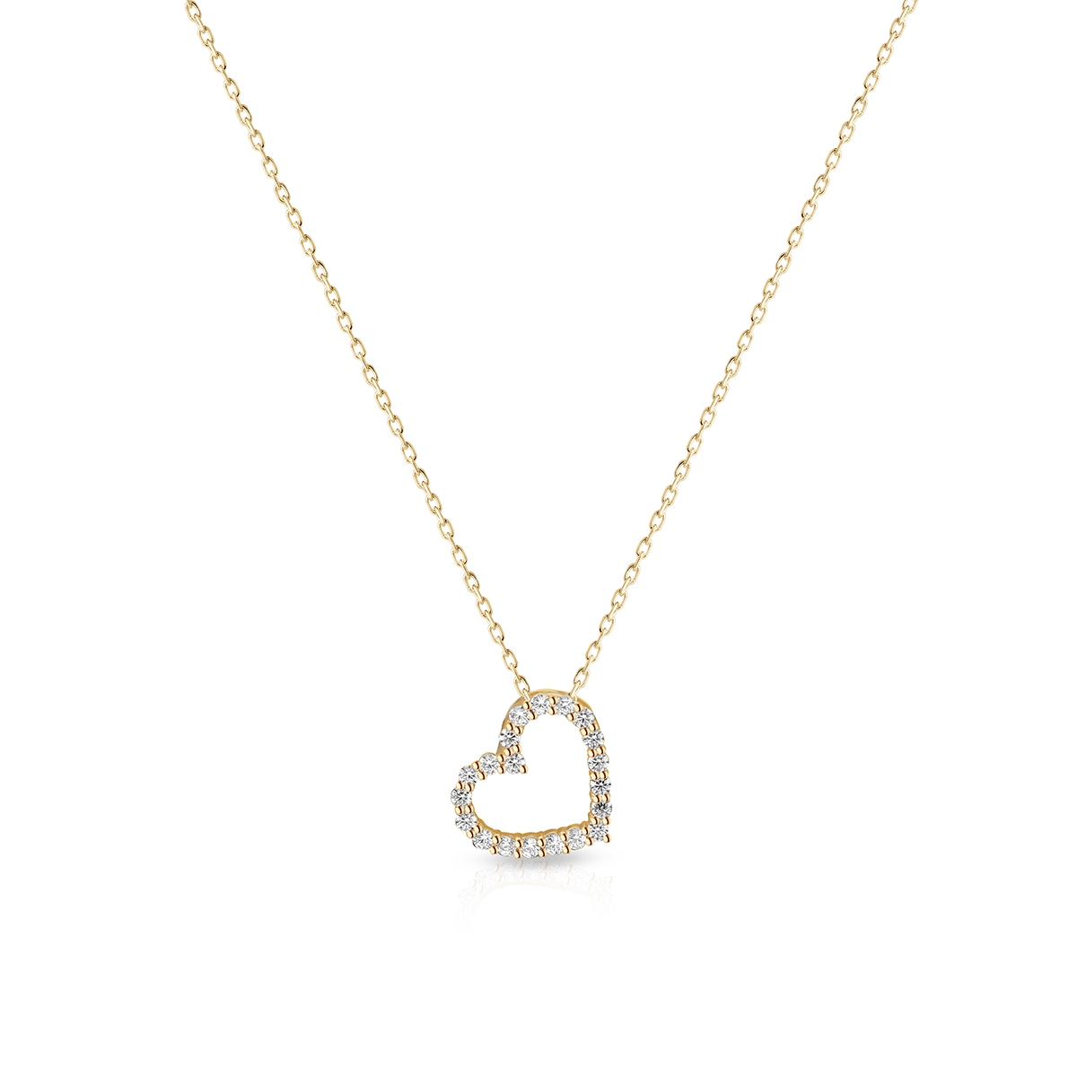 Wisiorek złoty serce wysadzane cyrkoniami