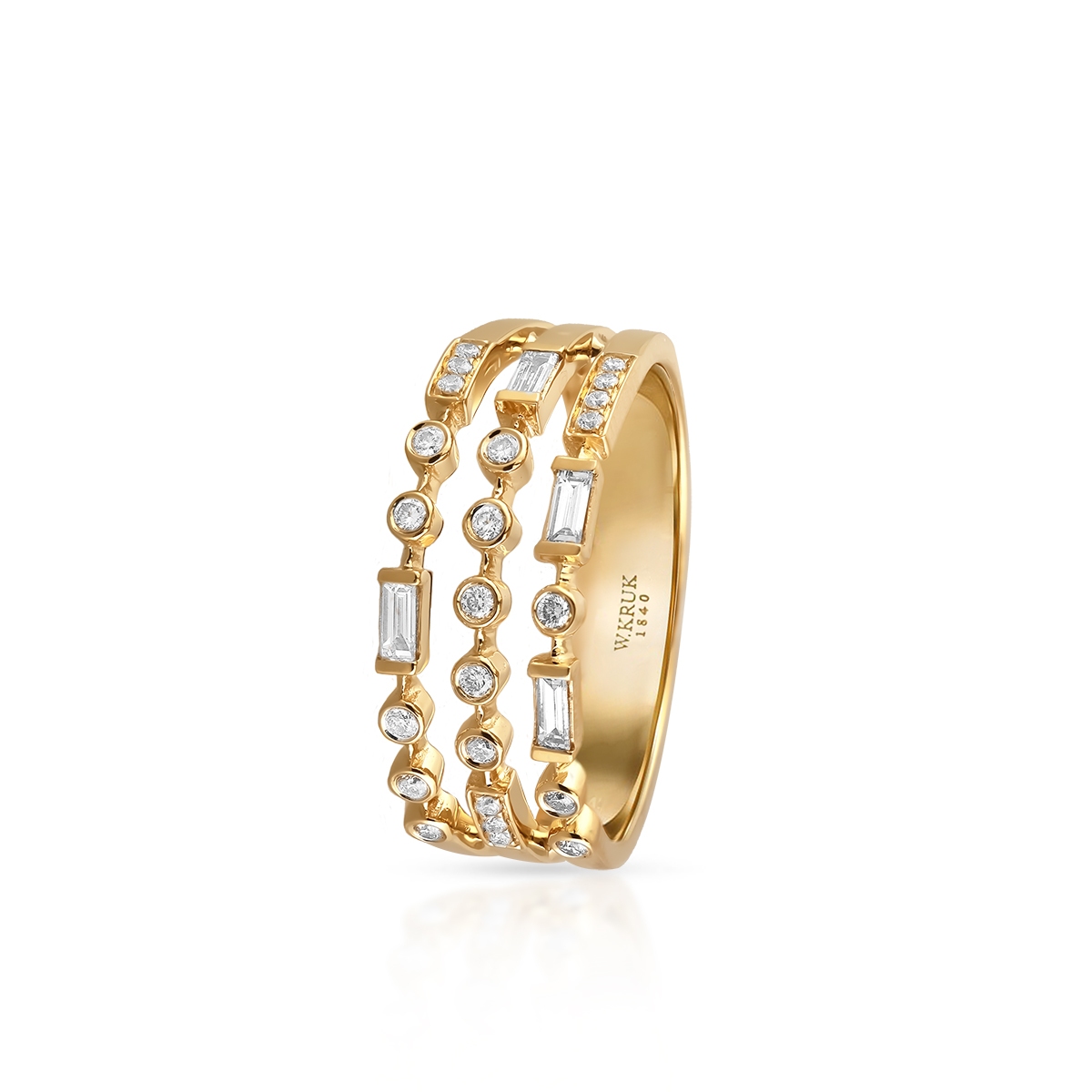 Pierścionek złoty z diamentami i brylantami