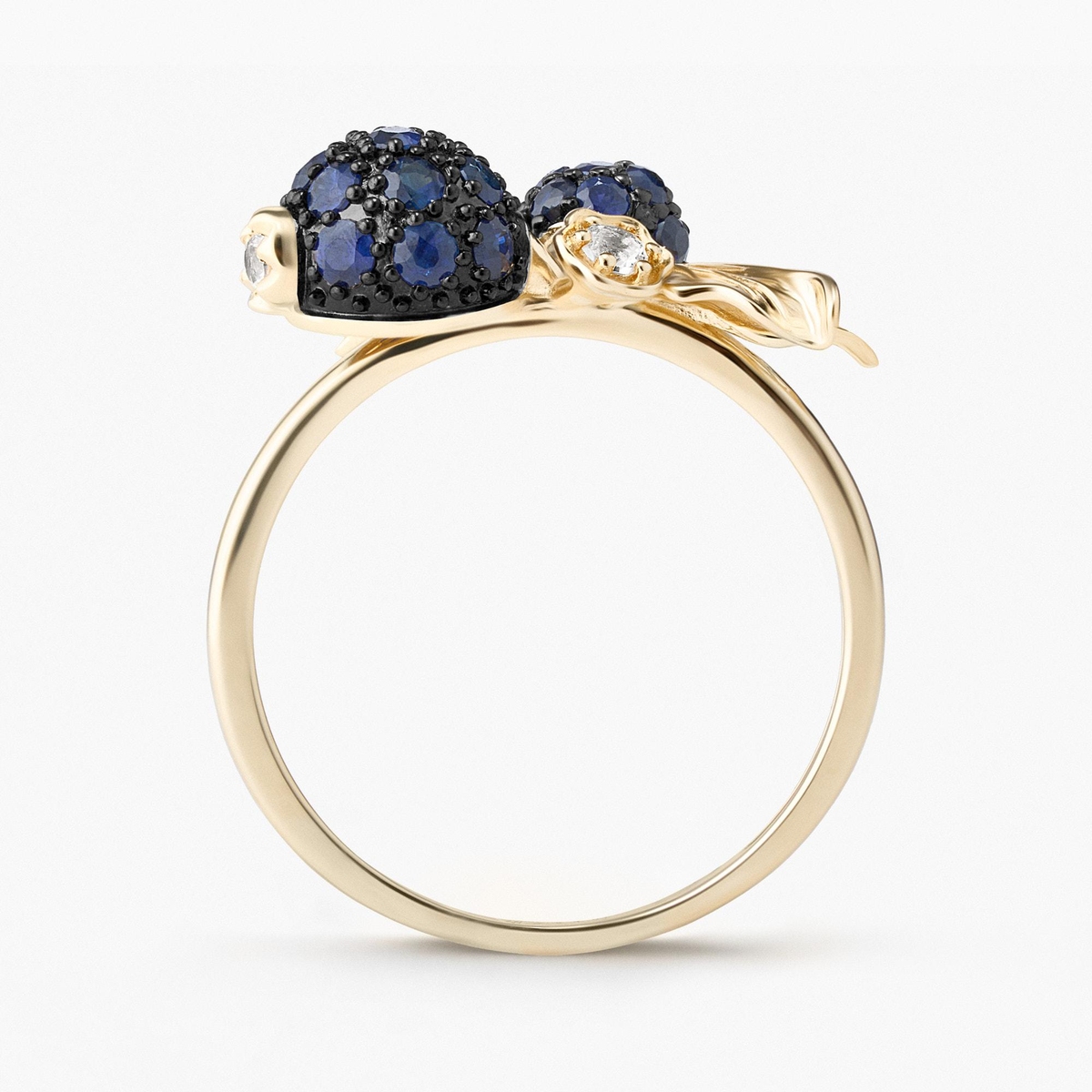 Pierścionek złoty Kwiaty Nocy Borówka