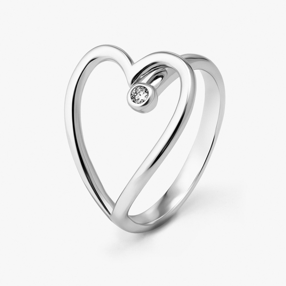Pierścionek srebrny z diamentem laboratoryjnym Czułość