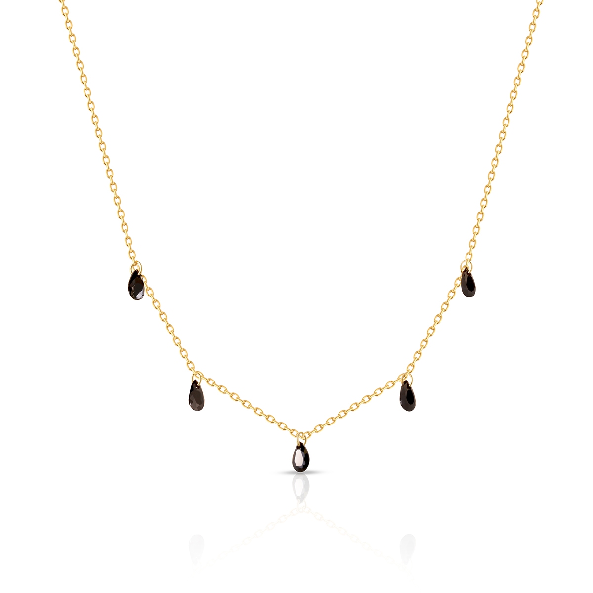 Naszyjnik srebrny pozłacany z czarnymi cyrkoniami