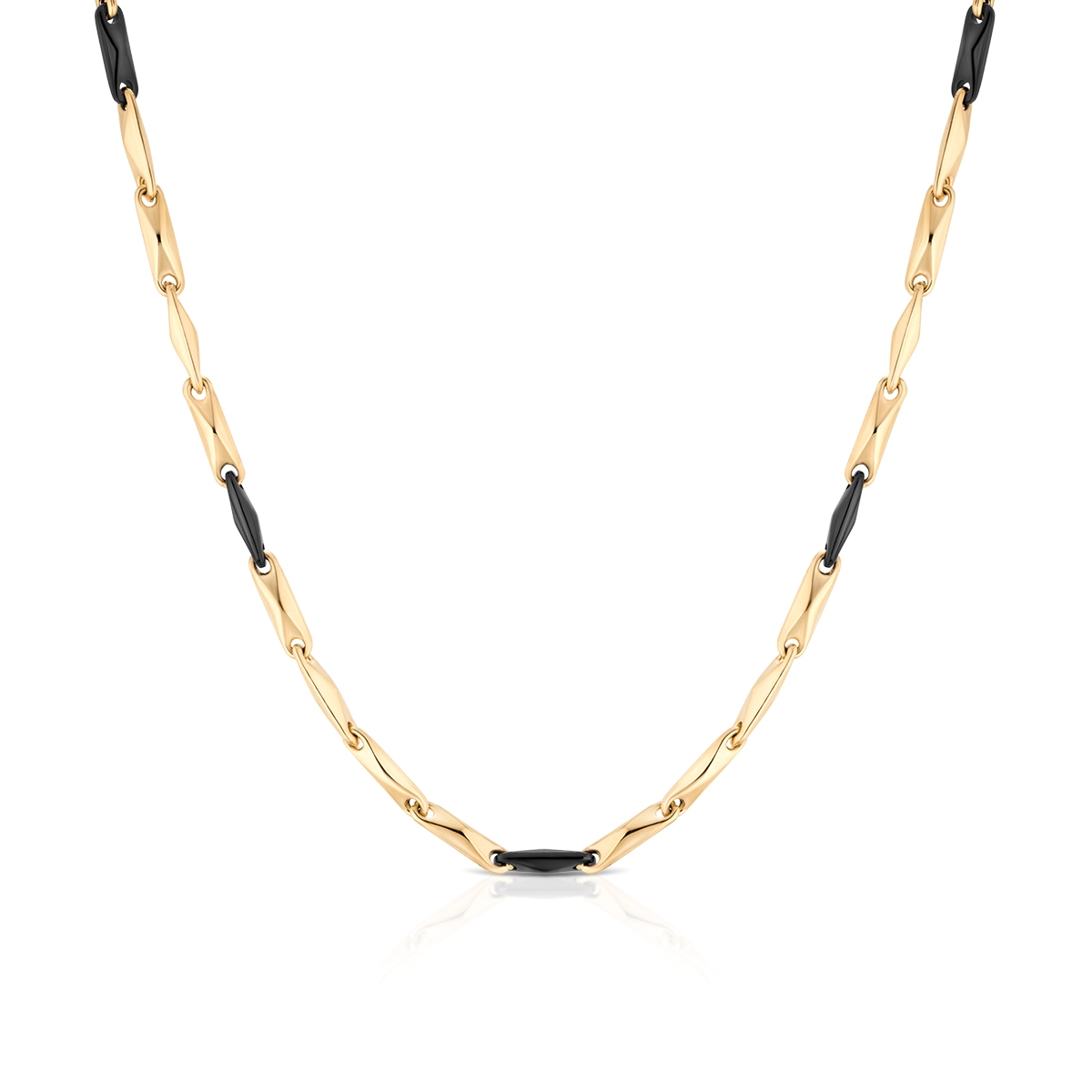 Naszyjnik złoty z elementami czarnej ceramiki