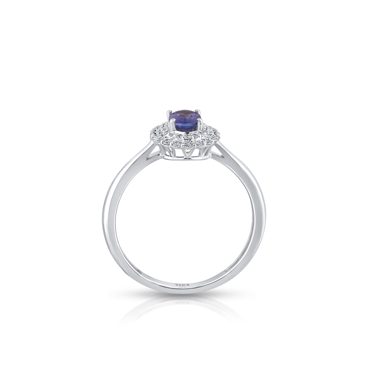 Pierścionek białe złoto z brylantami i tanzanitem