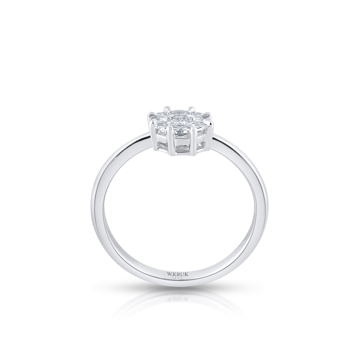 Pierścionek białe złoto z diamentami