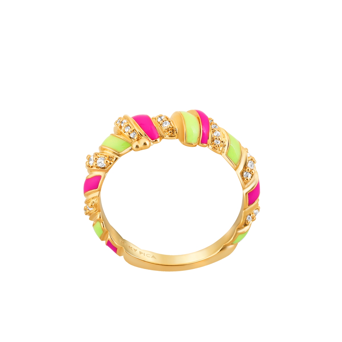 Pierścionek z kolorową emalią Wonderland