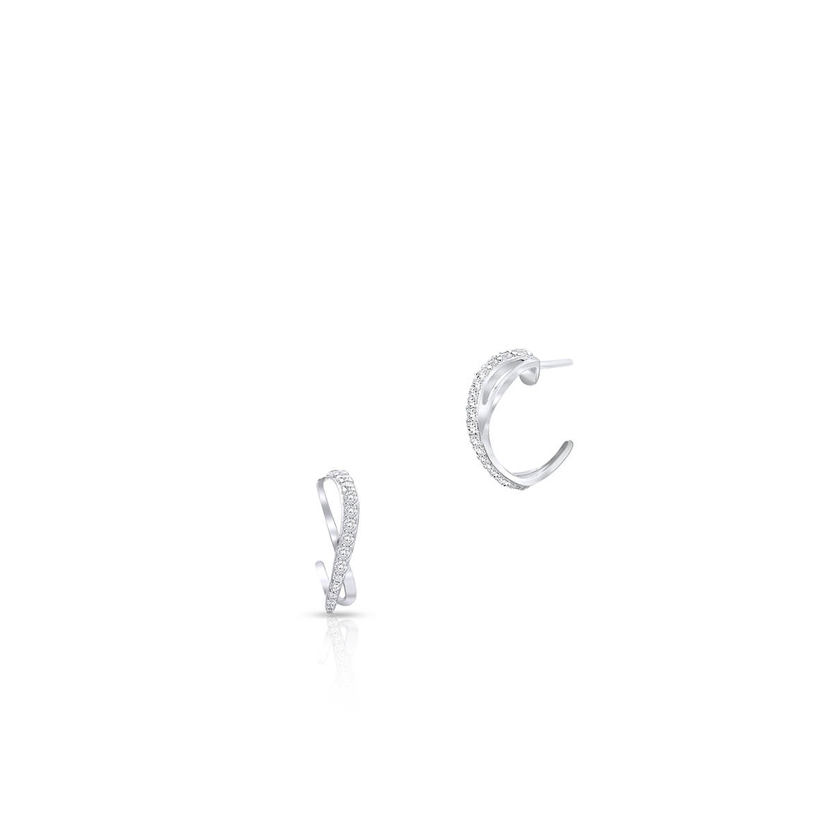 Kolczyki srebrne półkola z cyrkoniami