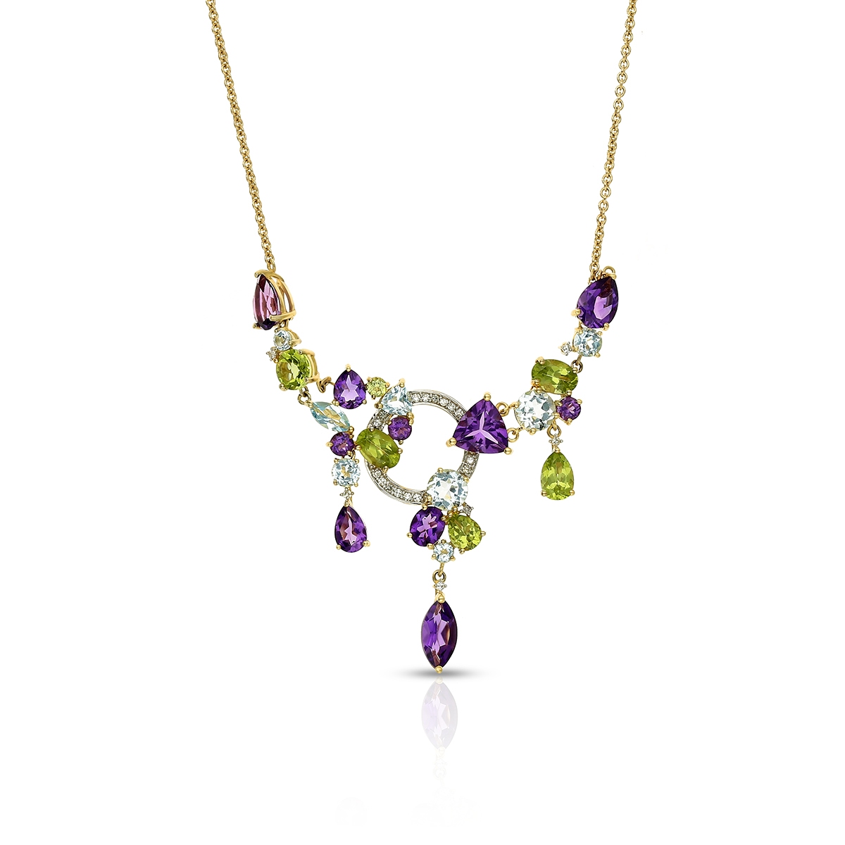 Naszyjnik złoty z kamieniami szlachetnymi