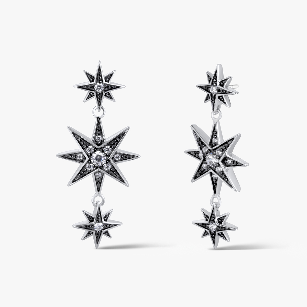 Kolczyki srebrne Royal Star