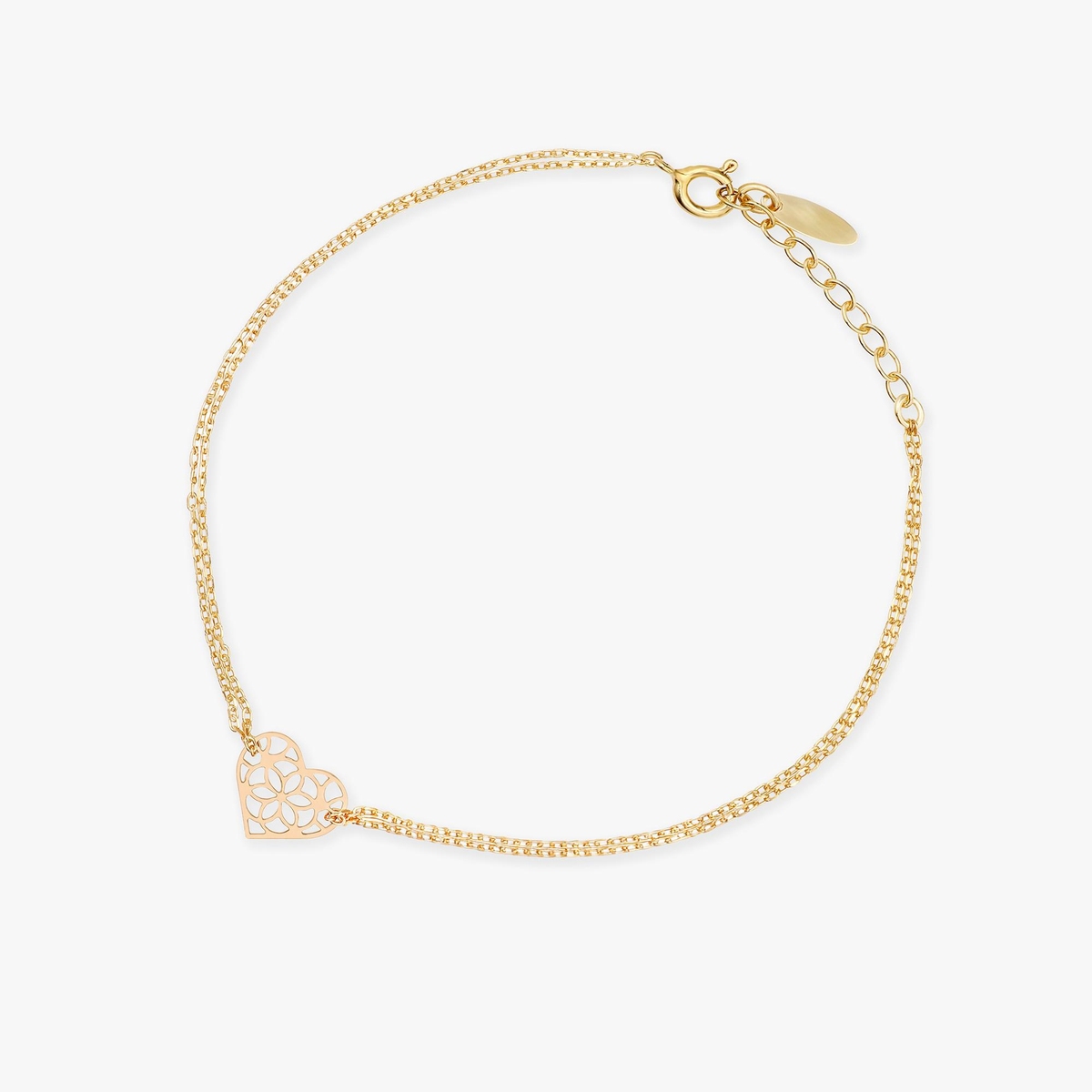 Bransoletka srebrna pozłacana ażurowa serce