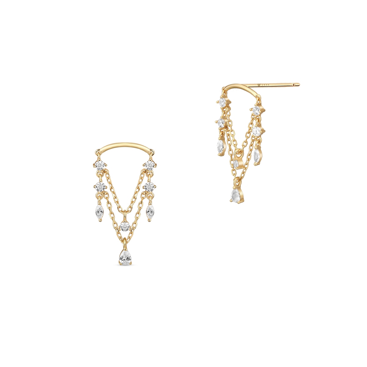 Kolczyki srebrne pozłacane z cyrkoniami