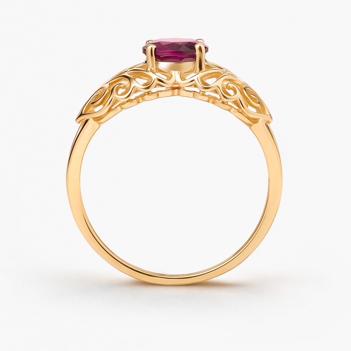 Pierścionek złoty z rodolitem Royal Star