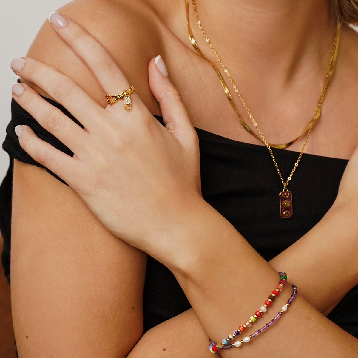 Pierścionek z motywem suwaka Basics