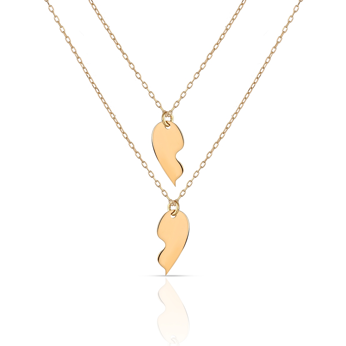 Naszyjnik srebrny pozłacany dwie połówki serca