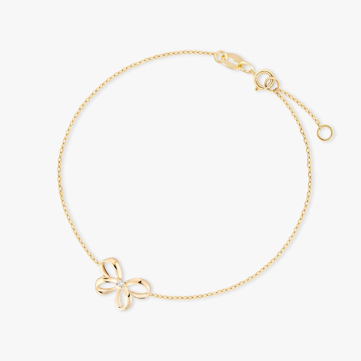 Bransoletka złota kokardka z cyrkonią