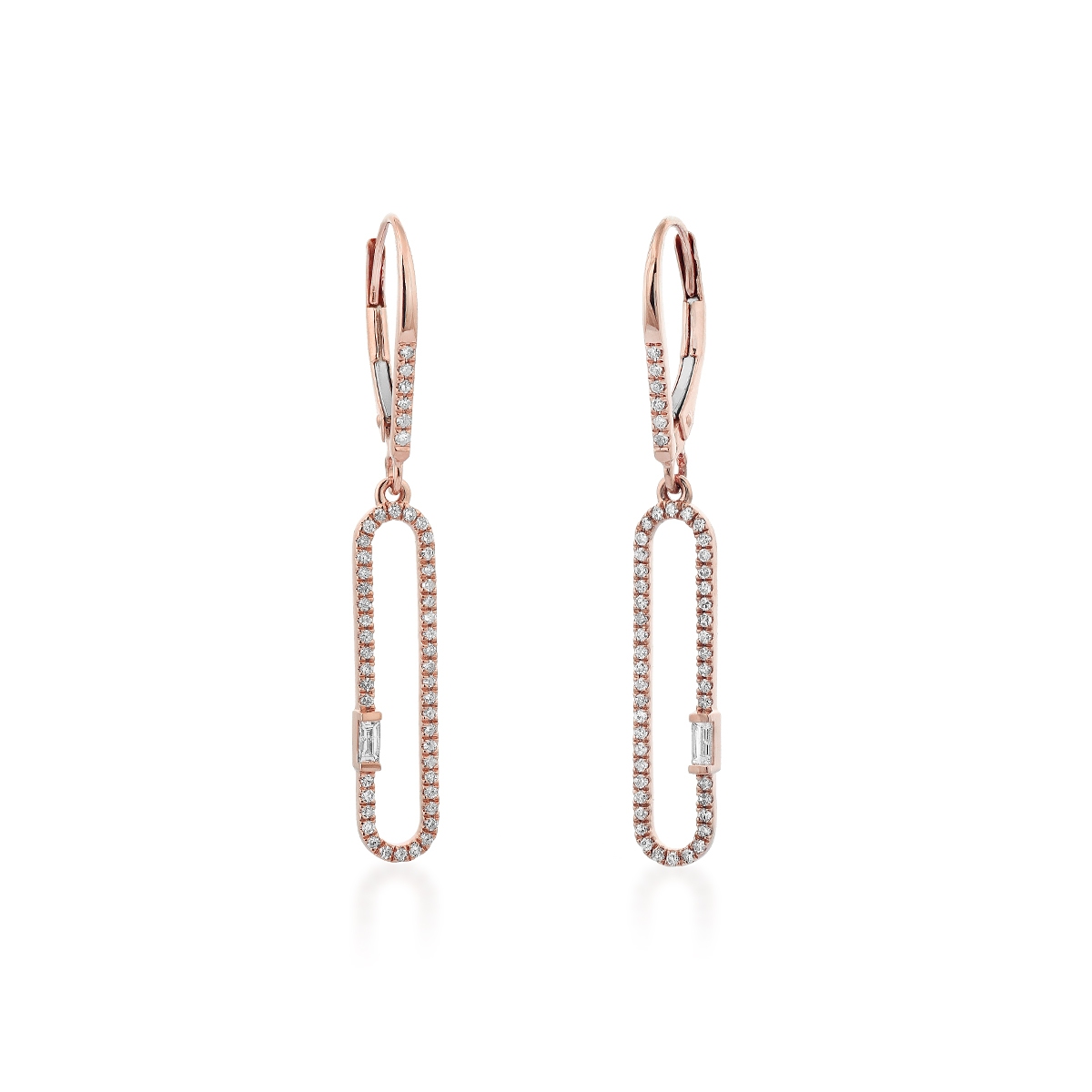 Kolczyki różowe złoto z diamentami