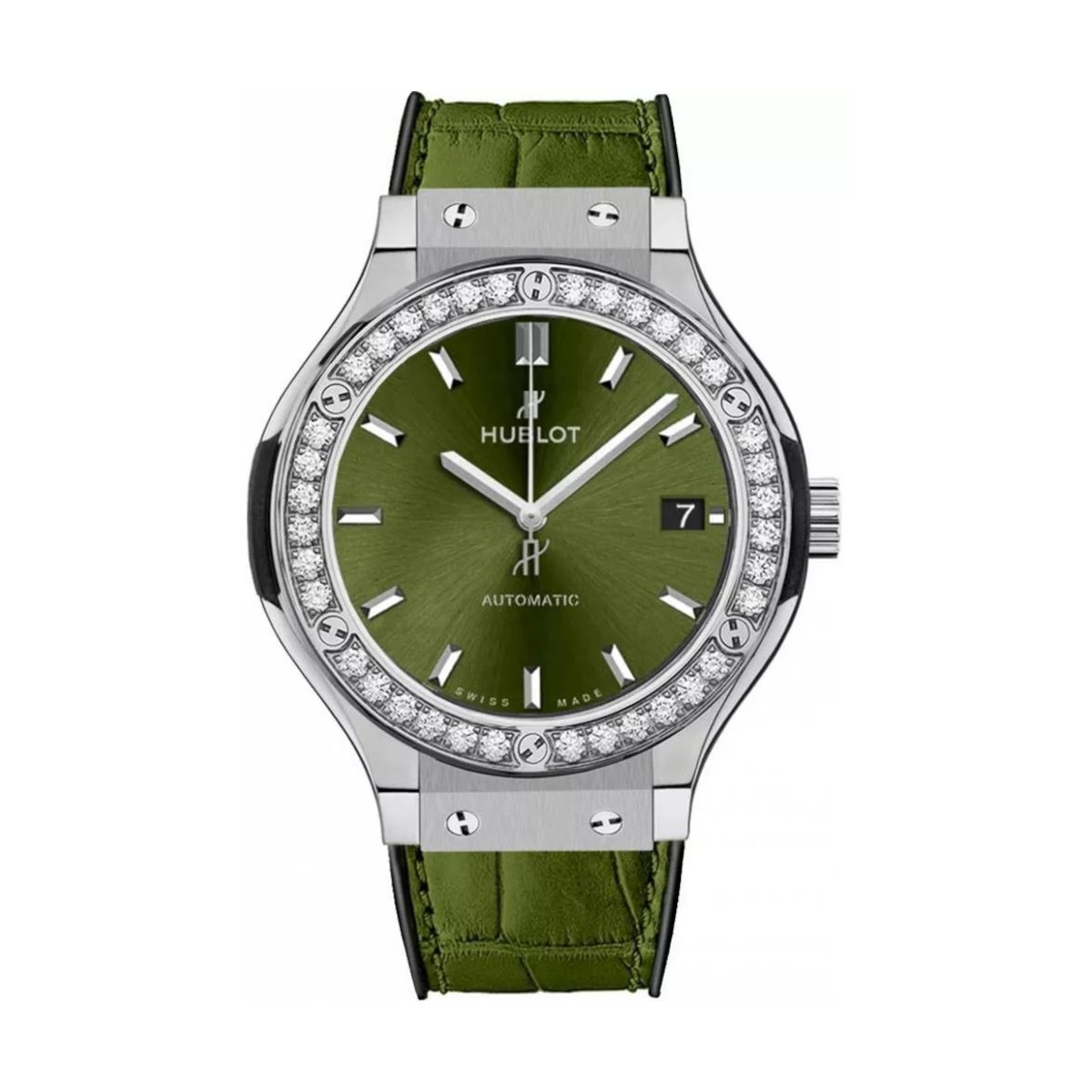 ZEGAREK HUBLOT CLASSIC FUSION TITANIUM GREEN DIAMONDS
