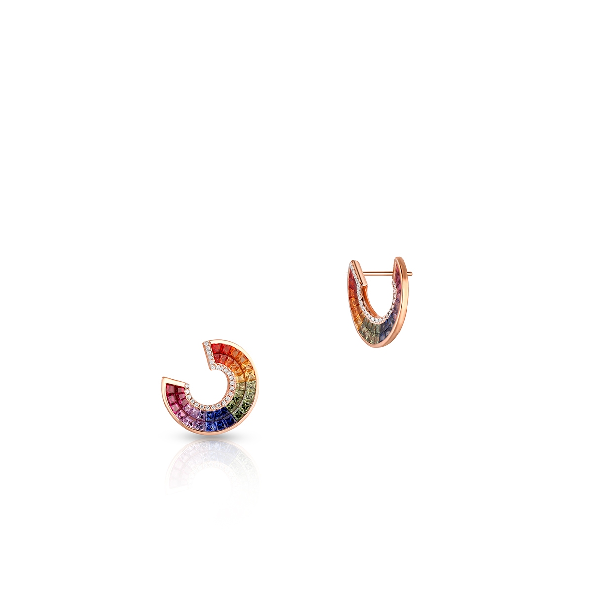 Kolczyki złote z brylantami i szafirami