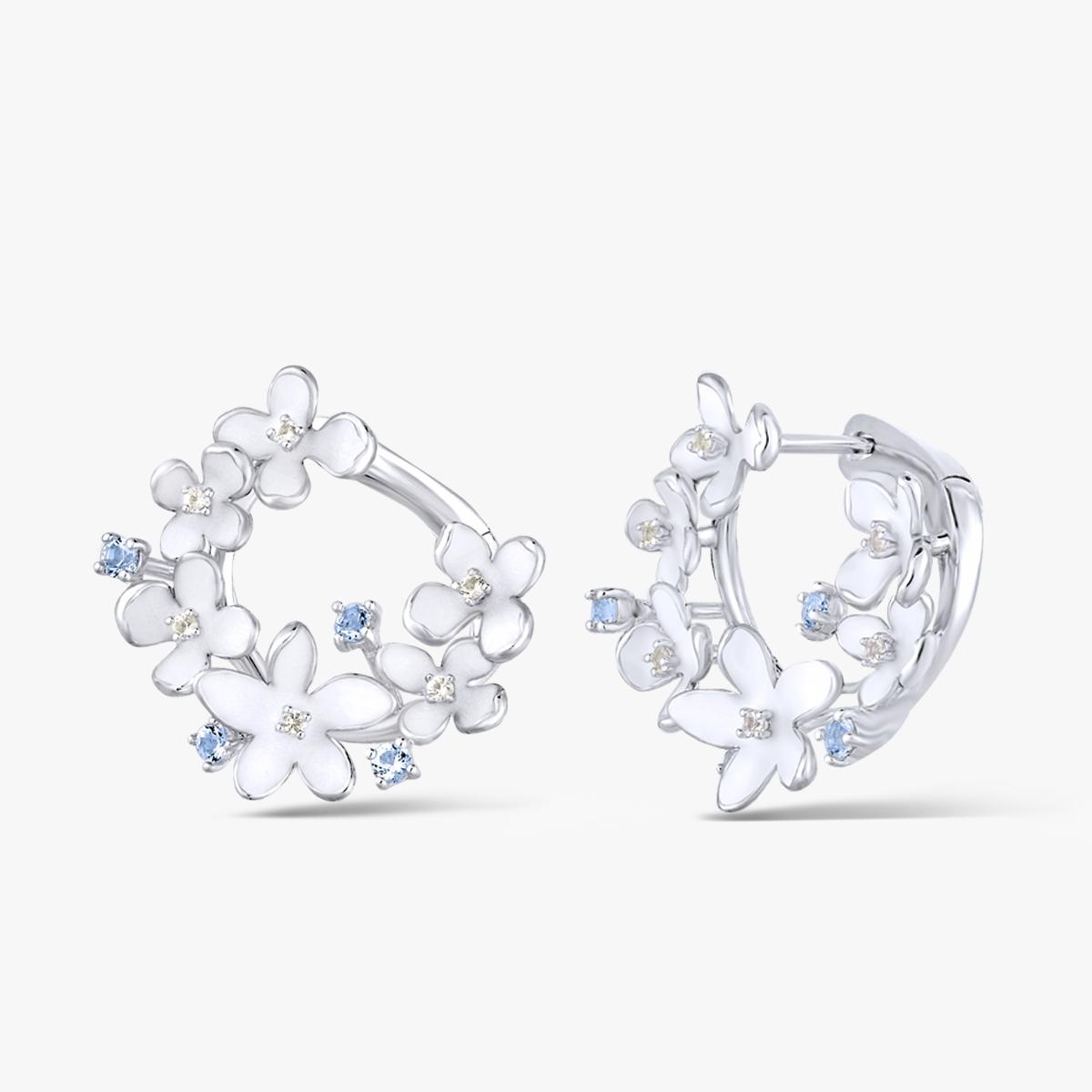 Kolczyki srebrne Kwiaty Nocy Biały Bez