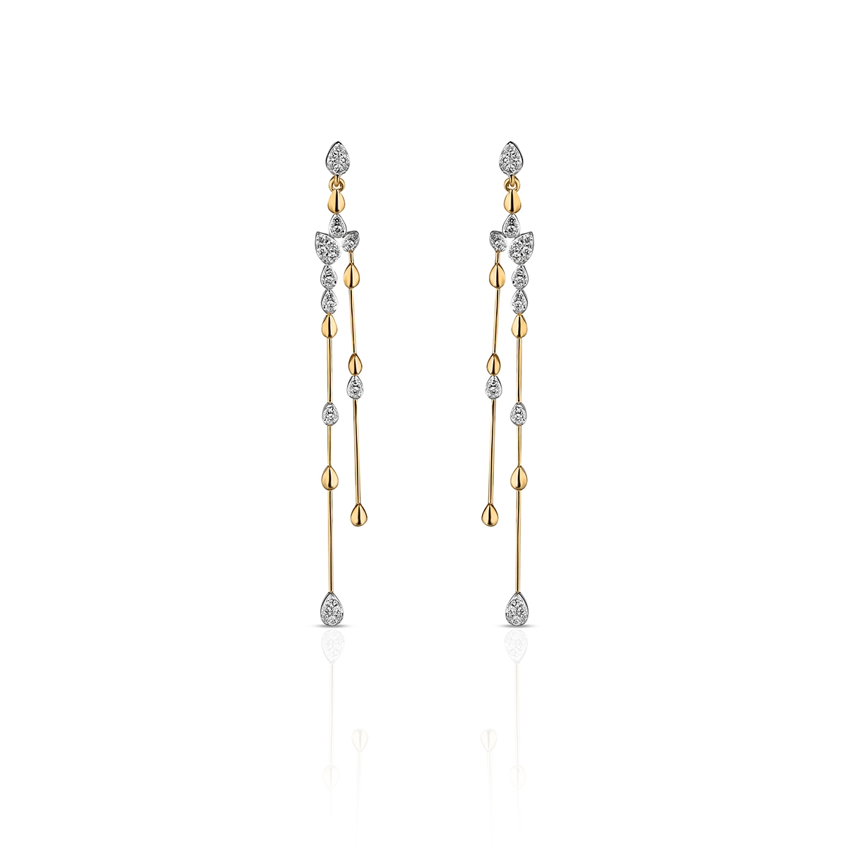 Kolczyki złote bicolor z diamentami