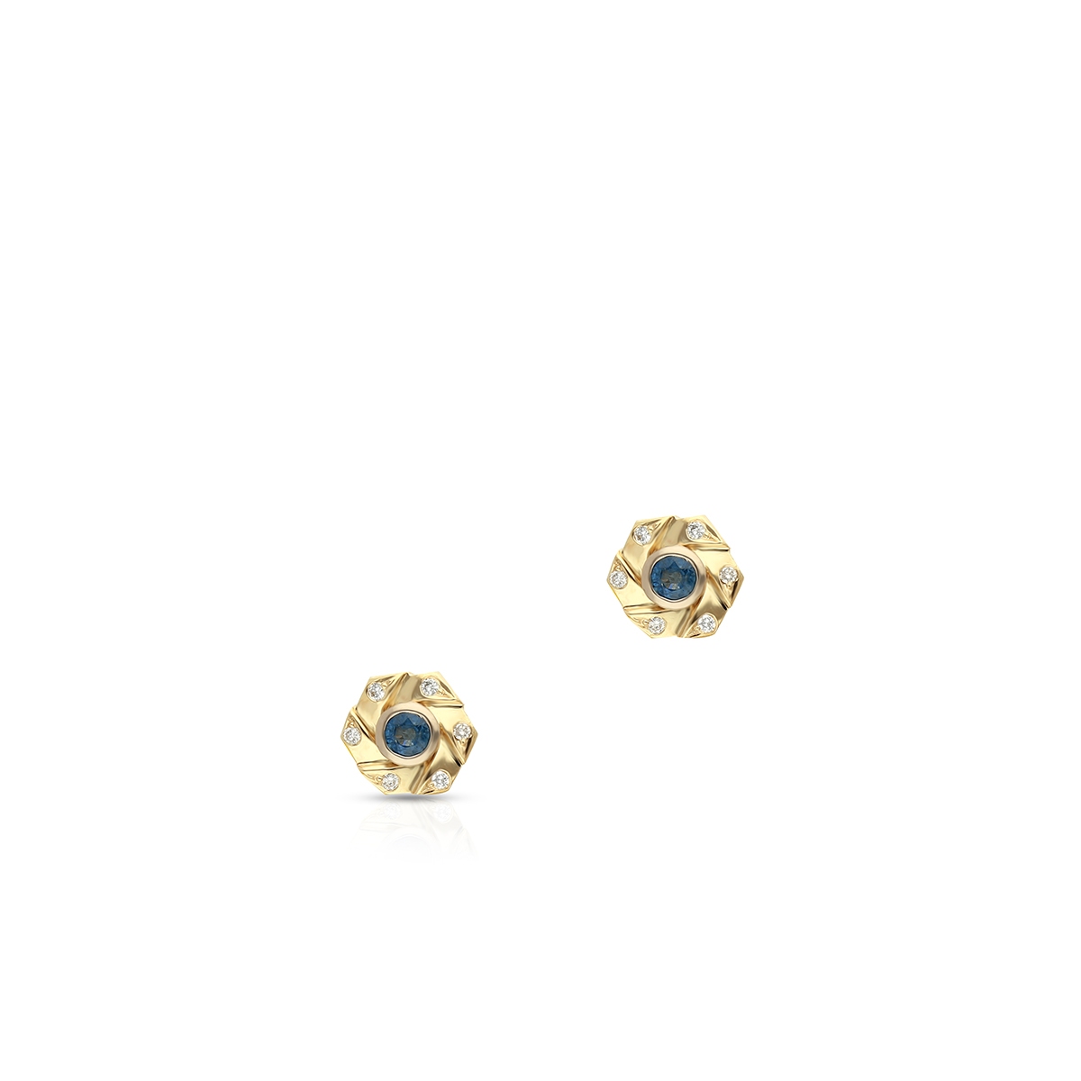 Kolczyki złote z szafirami i brylantami