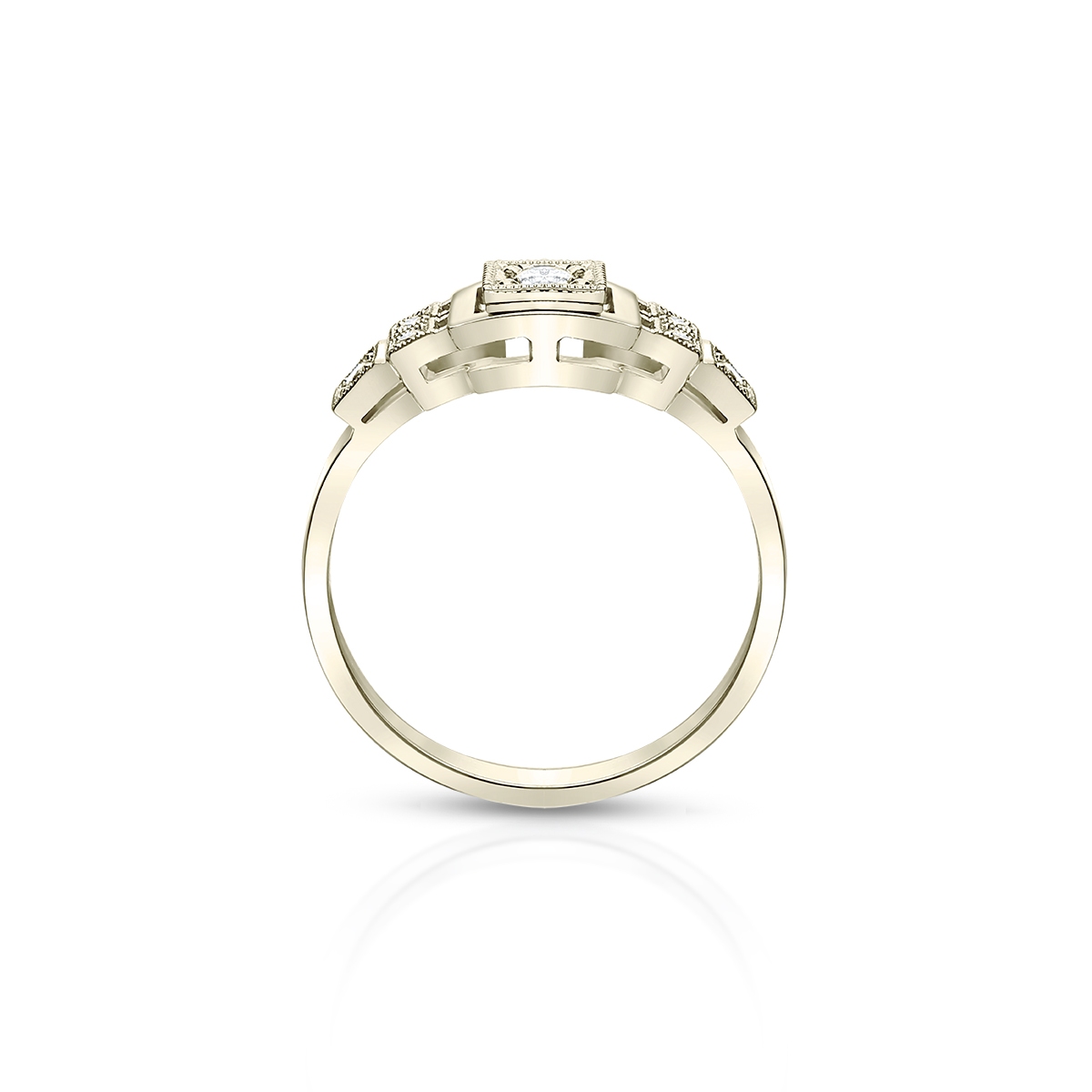 Pierścionek białe złoto z brylantami