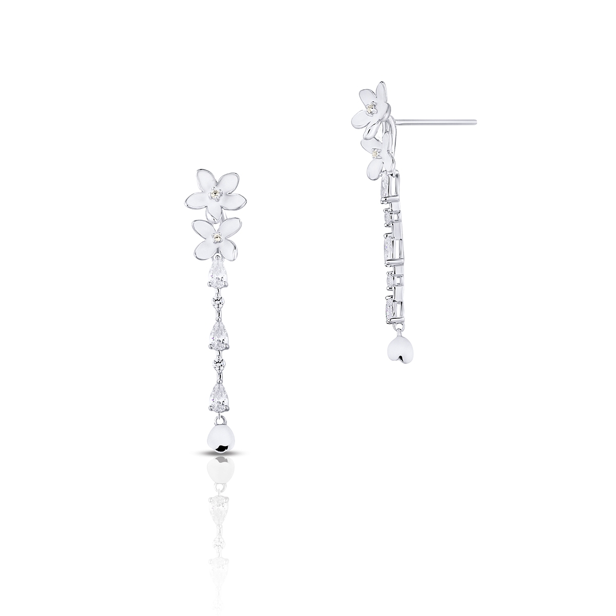 Kolczyki srebrne Kwiaty Nocy Biały Bez