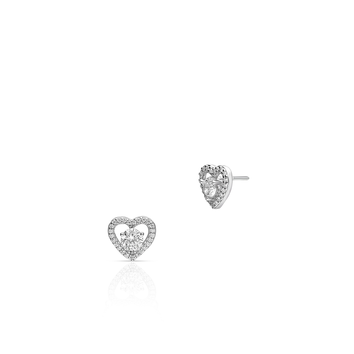 Kolczyki srebrne z cyrkoniami serca