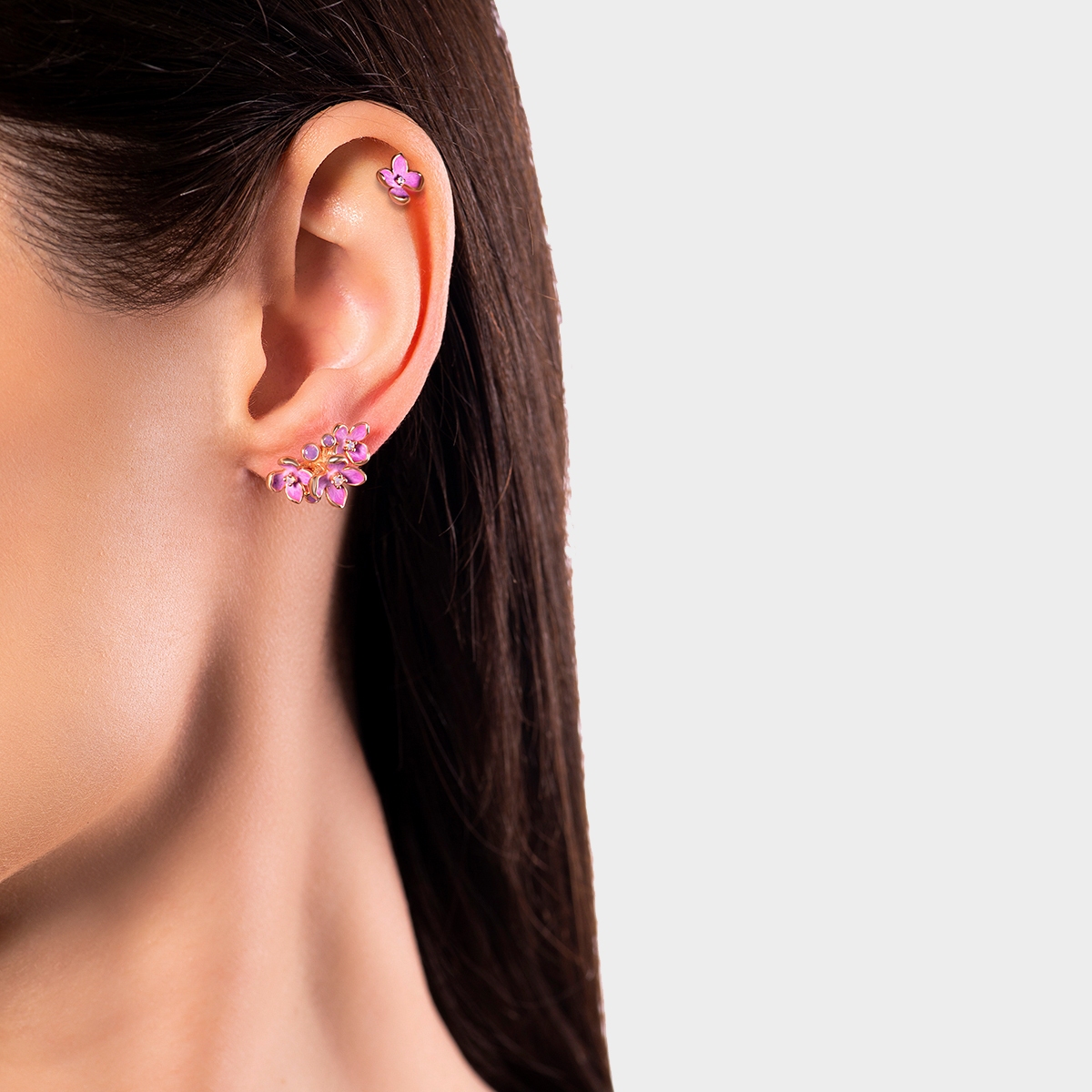 Kolczyki srebrne Kwiaty Nocy Różowy Bez