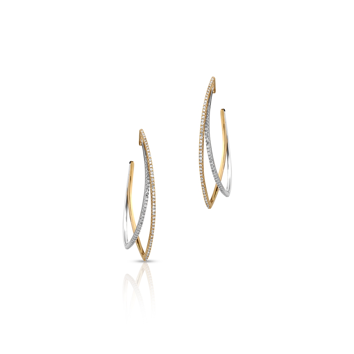 Kolczyki złote bicolor z diamentami