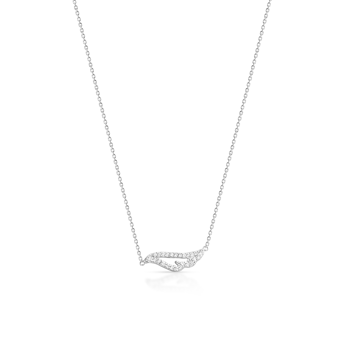 Naszyjnik srebrny skrzydło z cyrkoniami