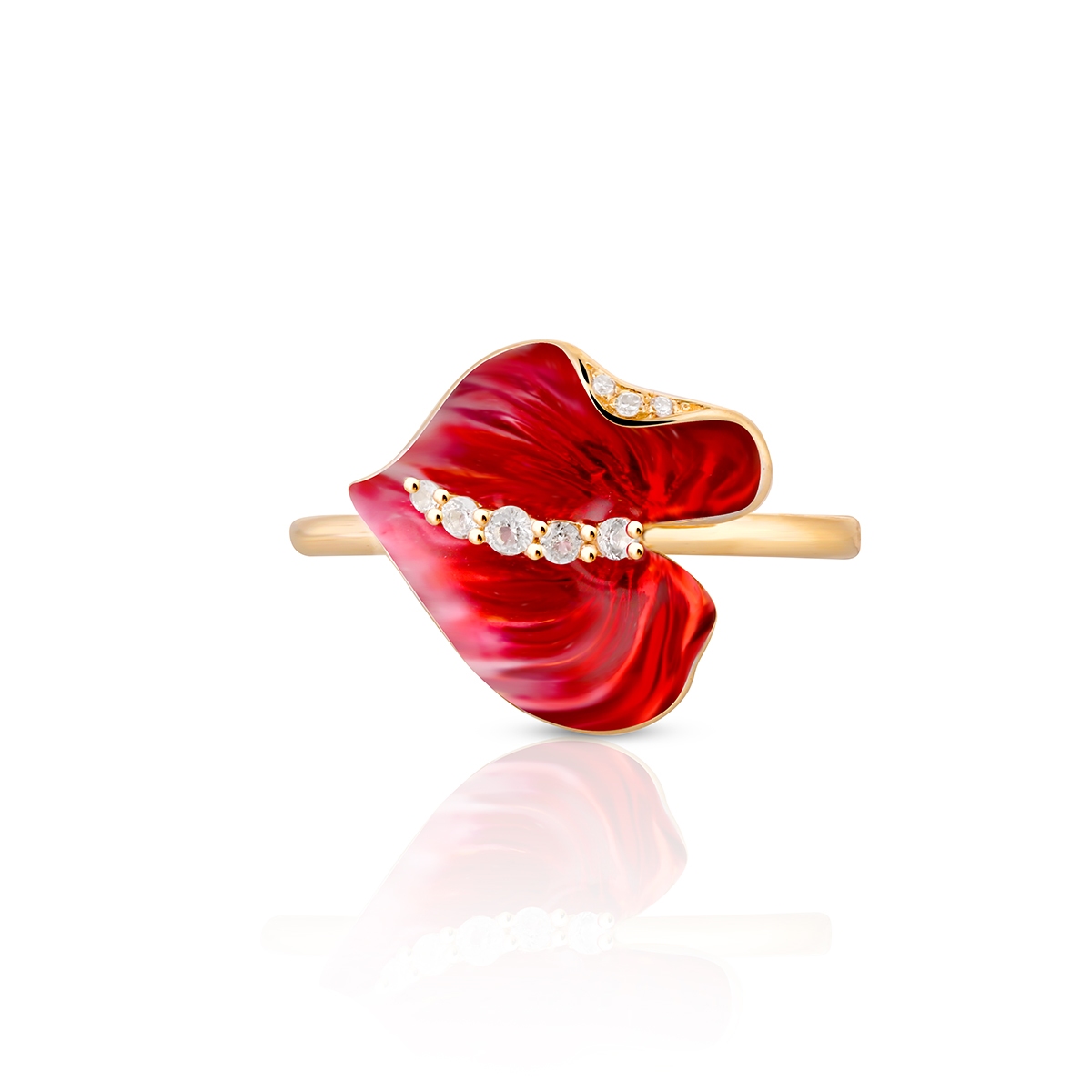 Pierścionek złoty Kwiaty Nocy Anturium