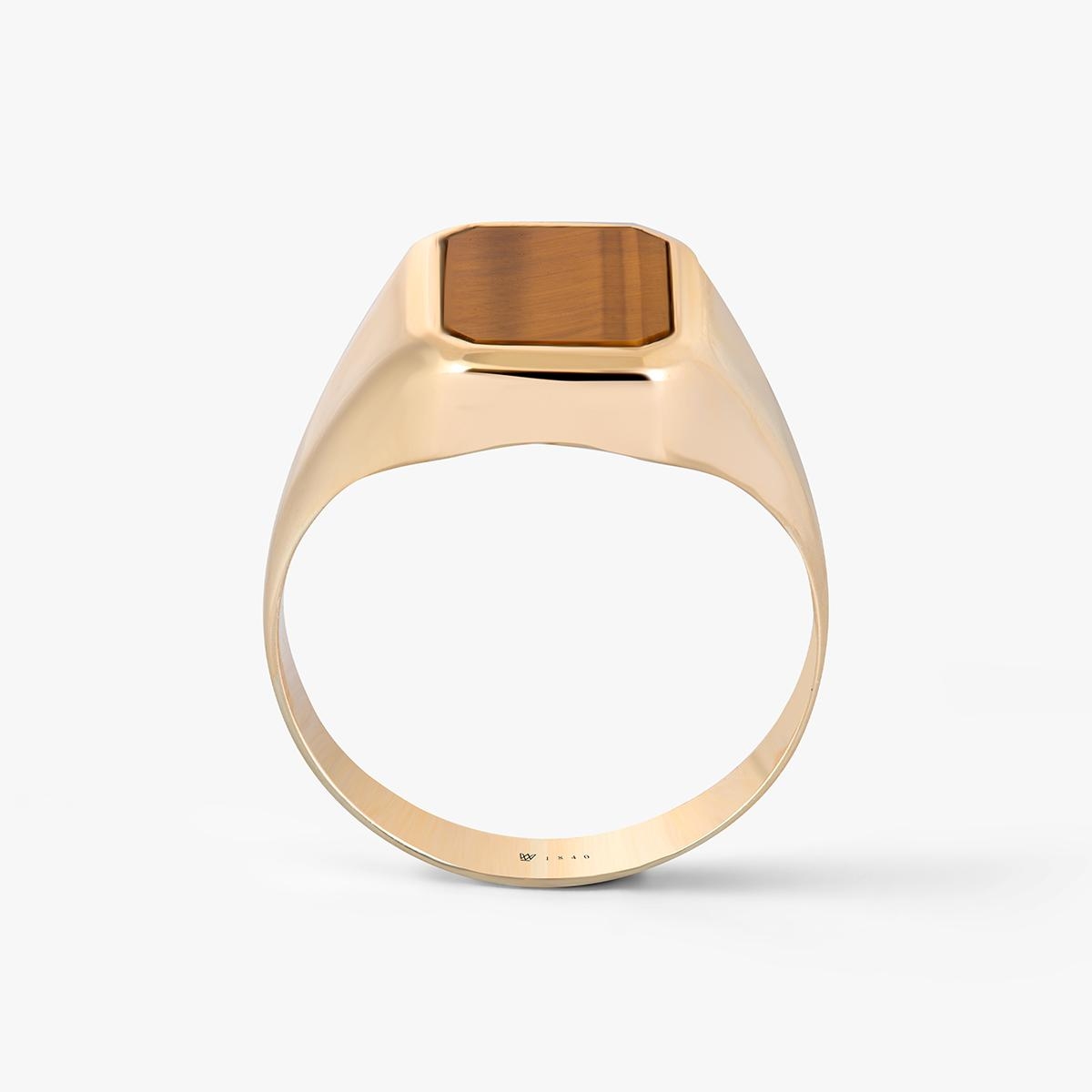 Sygnet złoty z tygrysim okiem